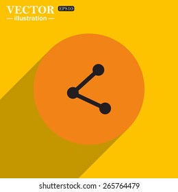 Yellow circle on a yellow background with shadow  web icon share vector illustration, EPS 10