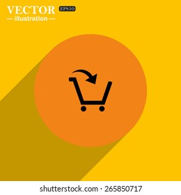 Yellow circle on a yellow background with shadow  put in shopping cart , vector illustration, EPS 10