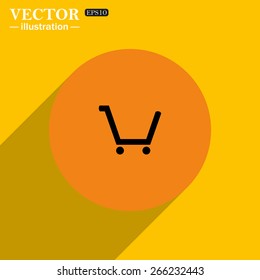 Yellow circle on a yellow background with shadow  put in shopping cart , vector illustration, EPS 10