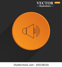 Yellow circle on a black background with a shadow, Sound on, vector illustration, EPS 10