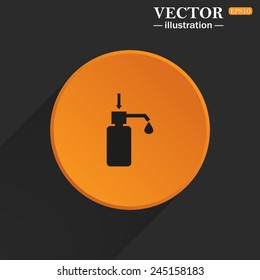 Yellow circle on a black background with a shadow, Shower Gel, Liquid Soap, Lotion, Cream, Shampoo, Bath Foam. , vector illustration, EPS 10