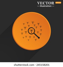 Yellow circle on a black background with a shadow, Search wi-fi network , vector illustration, EPS 10