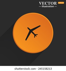 Yellow circle on a black background with a shadow, plane, vector, EPS 10