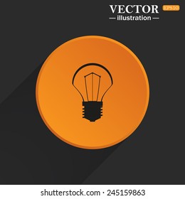 Yellow circle on a black background with a shadow, incandescent bulb, vector illustration, EPS 10