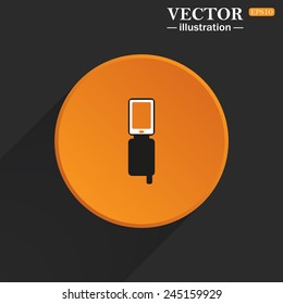Yellow circle on a black background with a shadow, Case for phone , vector illustration, EPS 10