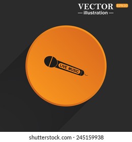 Yellow circle on a black background with a shadow, live music, vector illustration, EPS 10