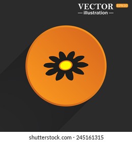 Yellow circle on a black background with a shadow, daisy,vector illustration, EPS 10