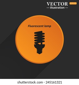 Yellow circle on a black background with a shadow, fluorescent lamp, vector illustration, EPS 10