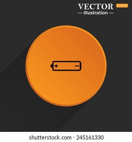 Yellow circle on a black background with a shadow, battery, vector illustration, EPS 10