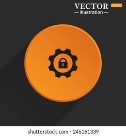 Yellow circle on a black background with a shadow, block settings , vector illustration, EPS 10