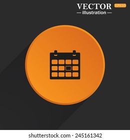 Yellow circle on a black background with a shadow, Calendar, vector illustration, EPS 10
