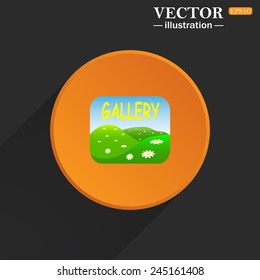 Yellow circle on a black background with a shadow, Gallery, vector illustration, EPS 10