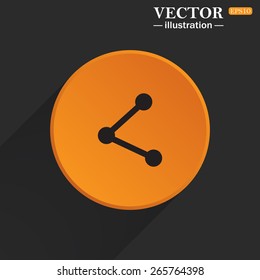 Yellow circle on a black background with a shadow.  web icon share vector illustration, EPS 10