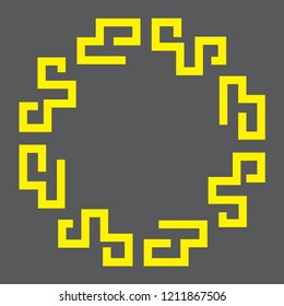 yellow circle pattern frame on gray background, chinese art element style