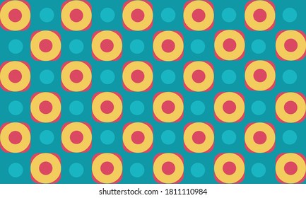 Yellow circle pattern red dots on pastel green background