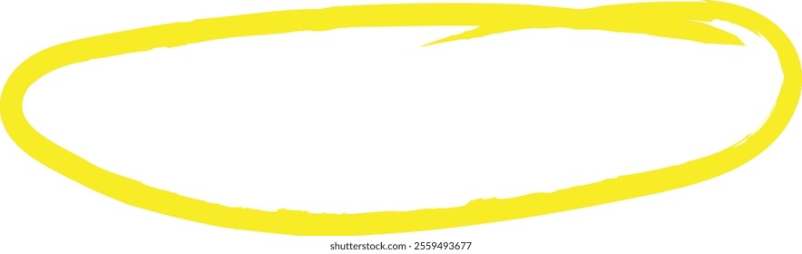 Yellow circle pen draw. Highlight hand drawn circle isolated on white background. Handwritten green circle. For marker pen, pencil, logo and text check. Vector illustration