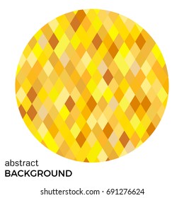 Yellow circle of rhombuses isolated on white background. Abstract vector background.
