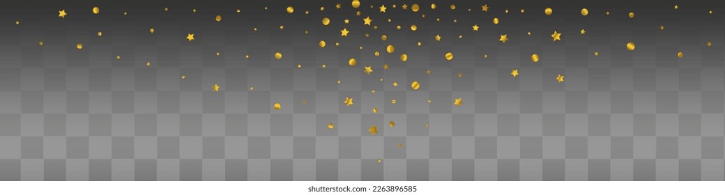 Gelber Kreis glänzender Vektortransparenter Panoramahintergrund. Moderne Regen-Illustration. Golden Stars Bridal Banner. Sequin Christmas Texture.