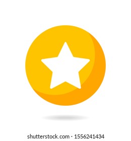 yellow circle star icon with shadow isolated on white background