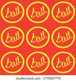 Círculo amarillo con bola de texto sobre fondo rojo.