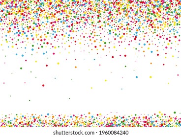 Yellow Circle Wedding Illustration. Confetti Decoration Texture. Red Fiesta Round. Multicolored Circular Dot Background.