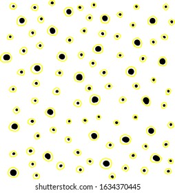 Yellow circled dots with small black dots