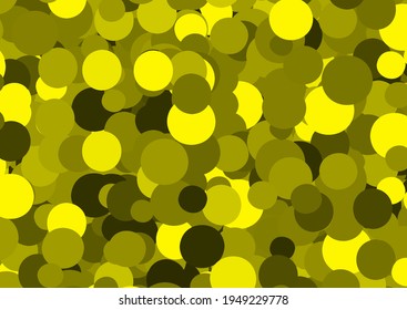 Yellow circles background. Yellow confetti. Vector illustration.
