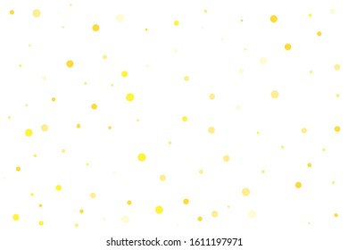 Yellow circles confetti falling on transparent background. Round, dot vector background. Abstract colorful confetti flying in the air. Vector holiday illustration with circles confetti.