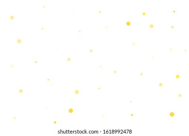 Yellow circles confetti falling on transparent background. Round, dot vector background. Abstract colorful confetti flying in the air. Vector holiday illustration with circles confetti.