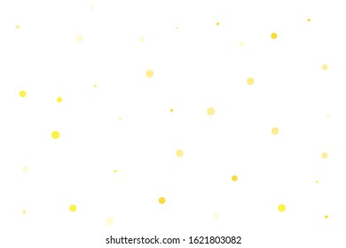 Yellow circles confetti falling on transparent background. Round, dot vector background. Abstract colorful confetti flying in the air. Vector holiday illustration with circles confetti.
