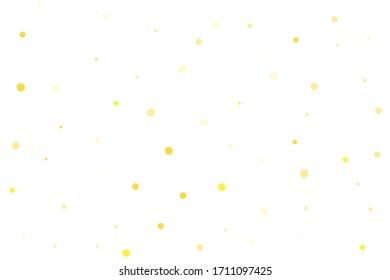 Yellow circles confetti falling on transparent background. Round, dot vector background. Abstract colorful confetti flying in the air. Vector holiday illustration with circles confetti.