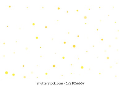 Yellow circles confetti falling on transparent background. Round, dot vector background. Abstract colorful confetti flying in the air. Vector holiday illustration with circles confetti.