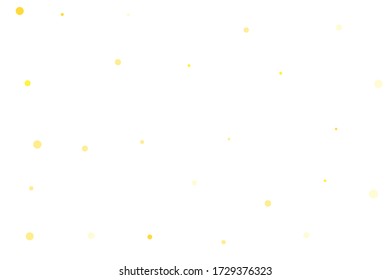 Yellow circles confetti falling on transparent background. Round, dot vector background. Abstract colorful confetti flying in the air. Vector holiday illustration with circles confetti.