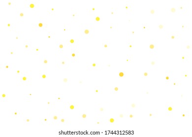 Yellow circles confetti falling on transparent background. Round, dot vector background. Abstract colorful confetti flying in the air. Vector holiday illustration with circles confetti.