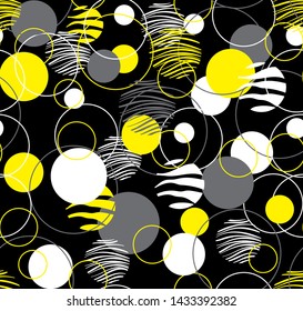 Yellow circles seamless pattern, great design for any purpose. Vector illustration Abstract graphic design fabric, packaging, paper. Abstract geometric shape.