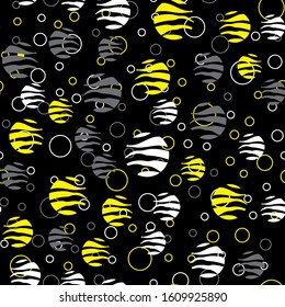 Yellow circles seamless pattern, great design for any purpose. Vector illustration Abstract graphic design fabric, packaging, paper. Abstract geometric shape.