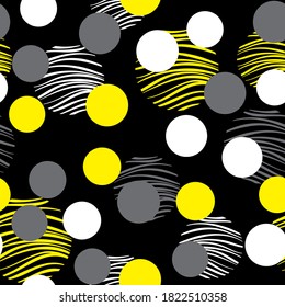 Yellow circles seamless pattern, great design for any purpose. Vector illustration Abstract graphic design fabric, packaging, paper. Abstract geometric shape.