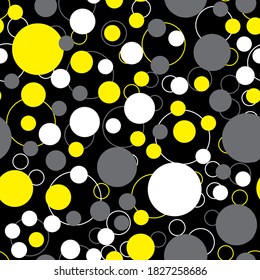 Yellow circles seamless pattern, great design for any purpose. Vector illustration Abstract graphic design fabric, packaging, paper. Abstract geometric shape.