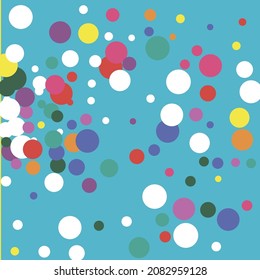 Yellow Circles Turquoise Color Orange Background. Polka Dots Rainbow Indigo Colorful Dark Play Composition. Kids Multicolor Green Purple White Background. Blue Red Pink Children Pastel Print.