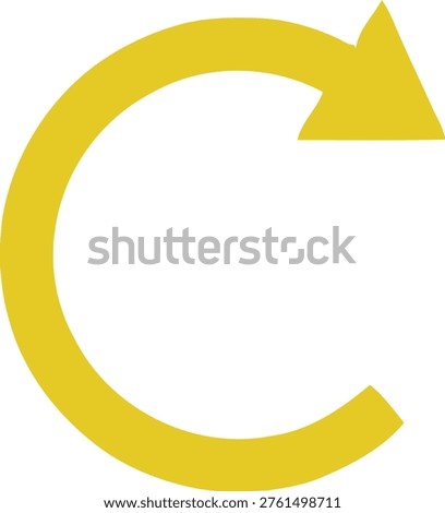 Yellow circular arrow pointing to the right with a curved tail Vector