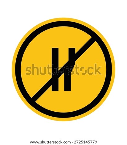 Yellow Circular Design with Black Line Symbol for No Pause Allowed