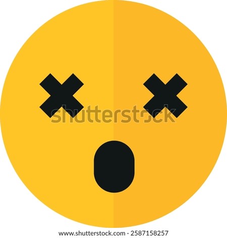 Yellow circular face emoji with black 