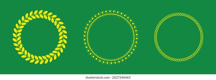 yellow Circular frame on green background