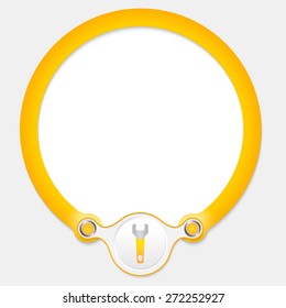 Yellow circular frame for your text and spanner