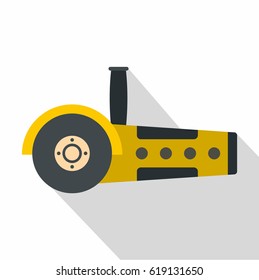 Yellow circular saw icon. Flat illustration of yellow circular saw vector icon for web