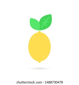 yellow citron or lemon icon. concept of simple emblem of citrus and fruit for cooling beach drink. flat style trend modern abstract lemonade logotype graphic design isolated on white background
