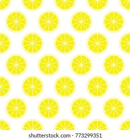 Yellow citrus background of cut fresh juicy lemon rings in row next to each other and alternately below. The concept of healthy fruit eat, diet meal