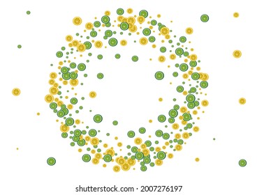 Yellow Citrus Background White Vector. Lime Organic Set. Green Splash Fruit. Bright Nature Pattern.