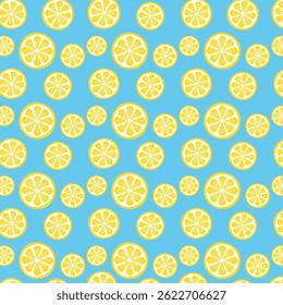 Yellow citrus lemons round slices summer background