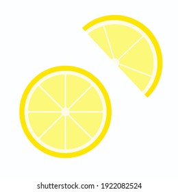 Yellow citrus slices of lemon. The style is hand-drawn and cartoonish. All objects are isolated. Vector 8 eps